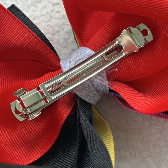 Big Multi Color Hairbow Bow OTT Custom Made Black White Pink Green EUC - Picture 10 of 12